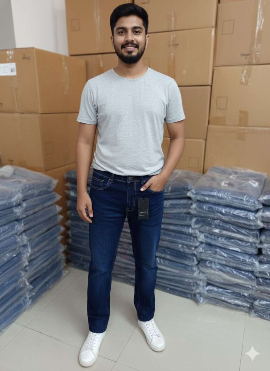 Premium Denim Pants Dark blue and light blue