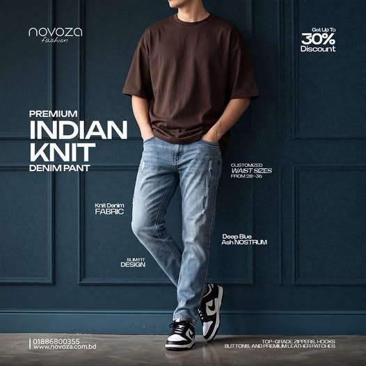 Premium Knit Denim Pant Blue Ash Nostrum