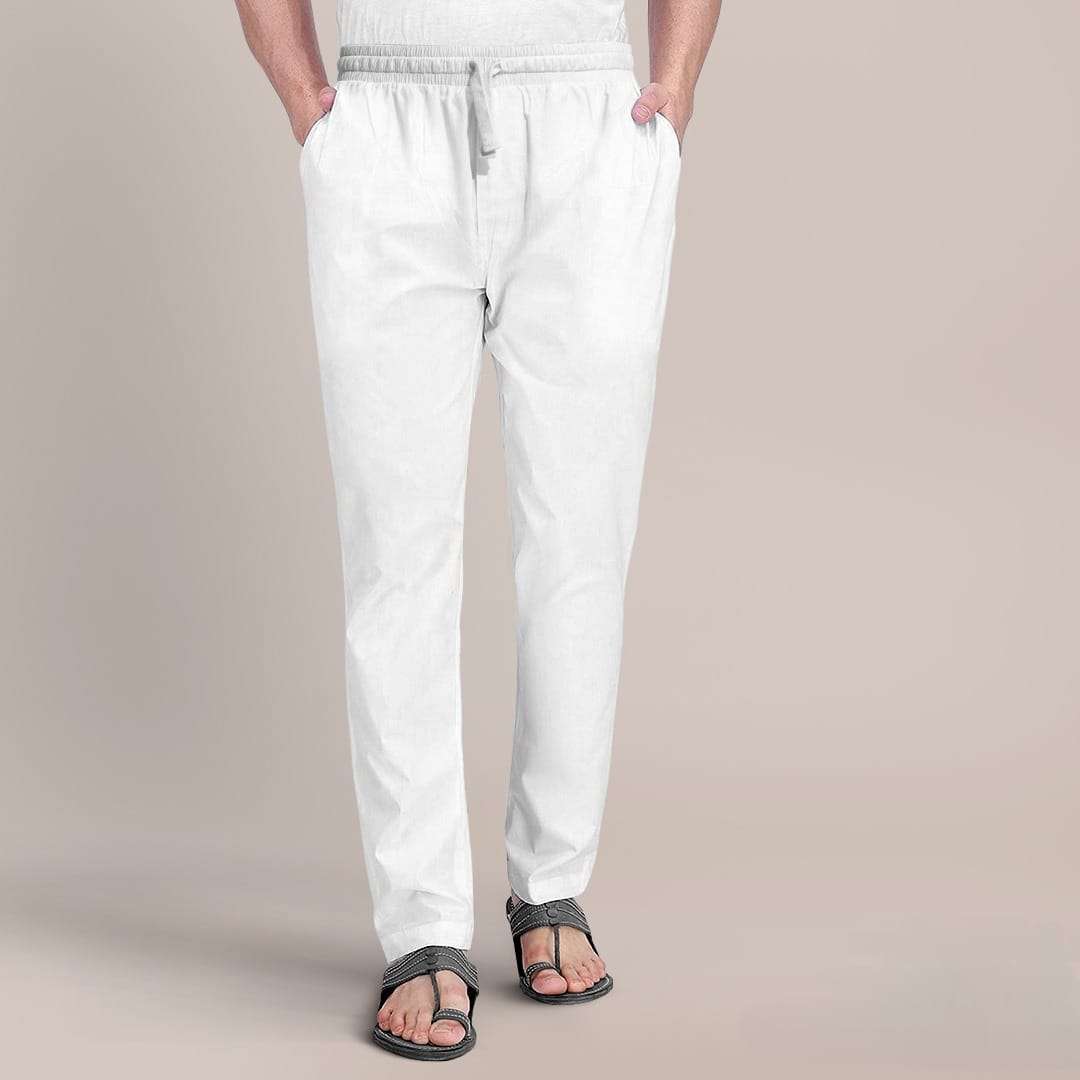 Novoza Premium Quality Stitch Cotton Pajama White