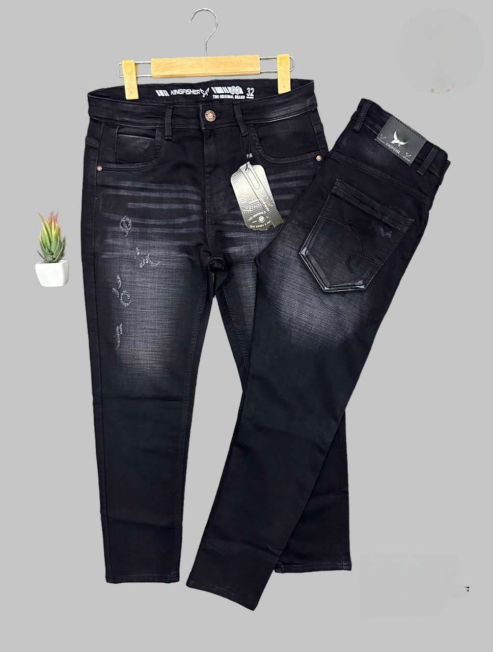 Premium Knit Denim Pant Black Ash Kingfisher