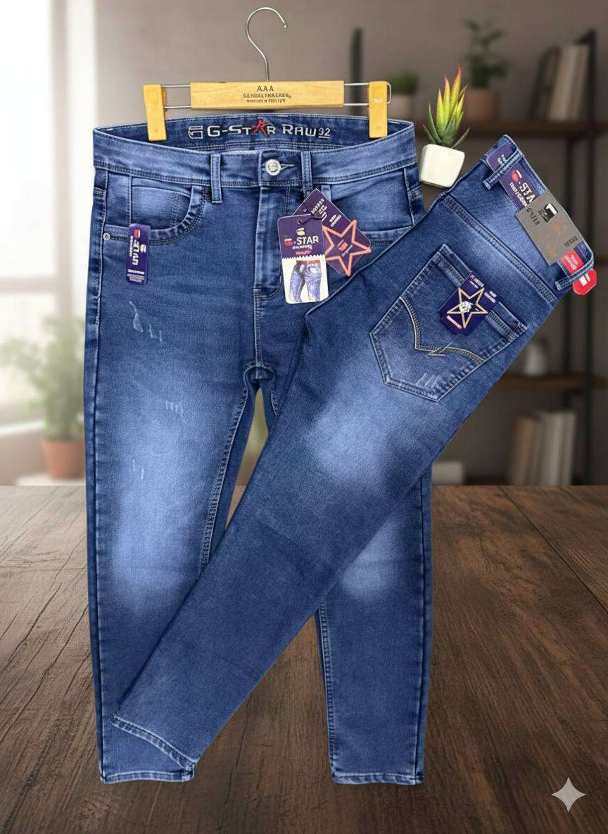 Premium Indian Knit Denim  Pant Blue  Kingfisher